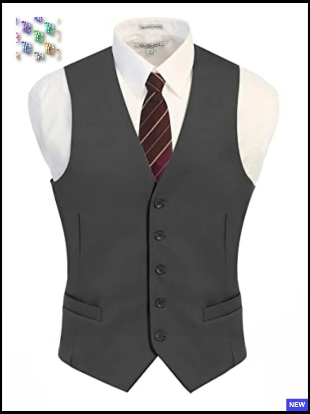 Men's Formal Suit Vest Classic V-Neck Adjustable Back Strap Business Casual